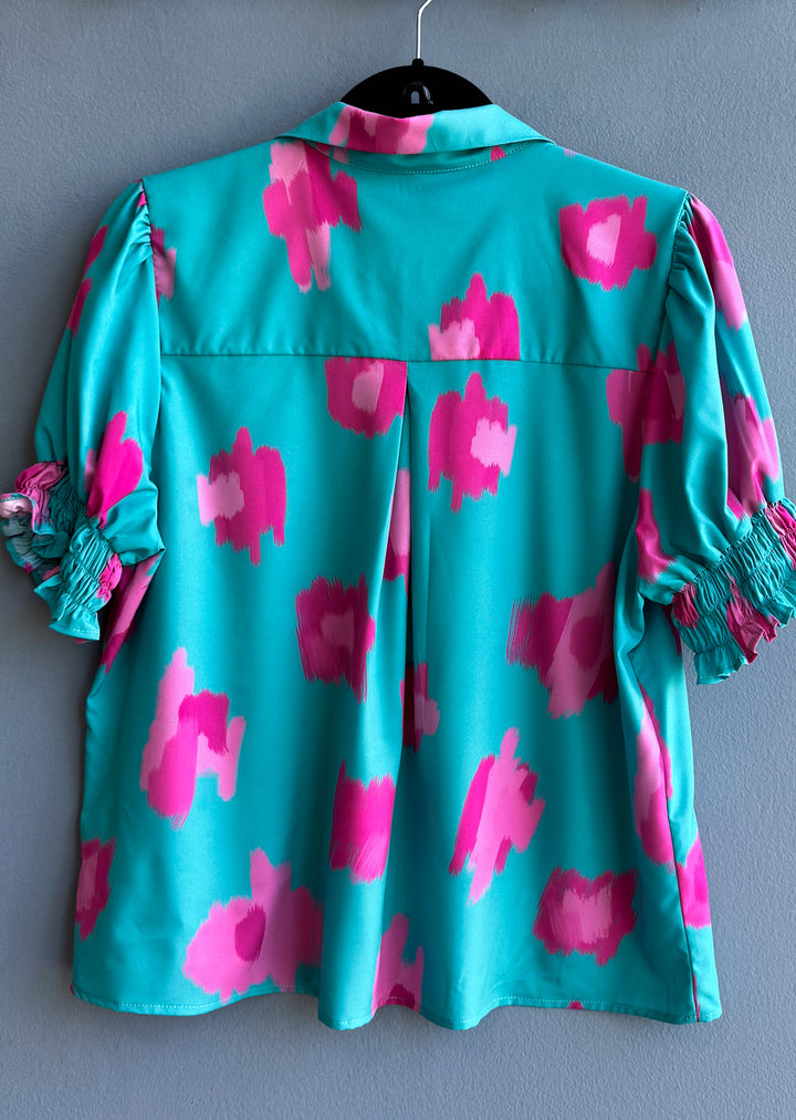 Blusa Maite | Abstracto fondo turquesa