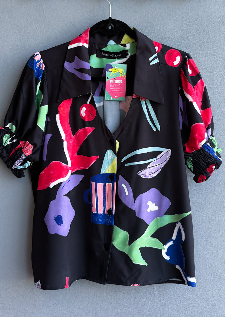 Blusa Maite | Guinda fondo negro