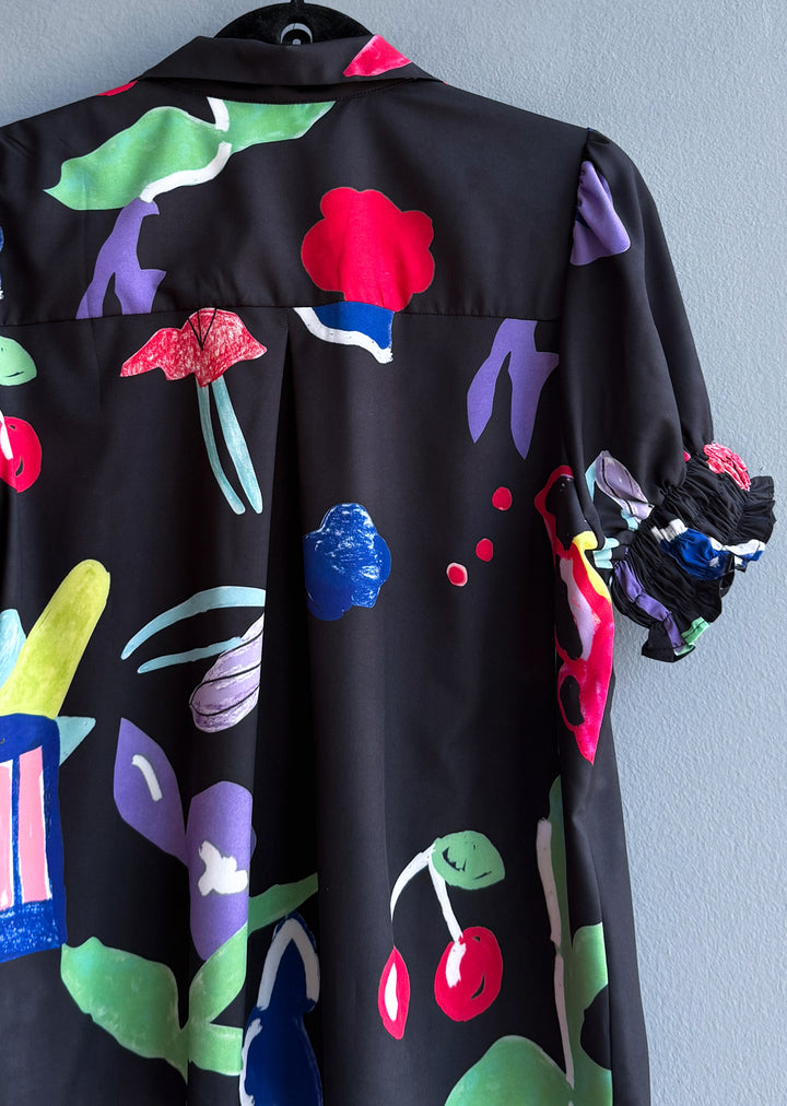 Blusa Maite | Guinda fondo negro