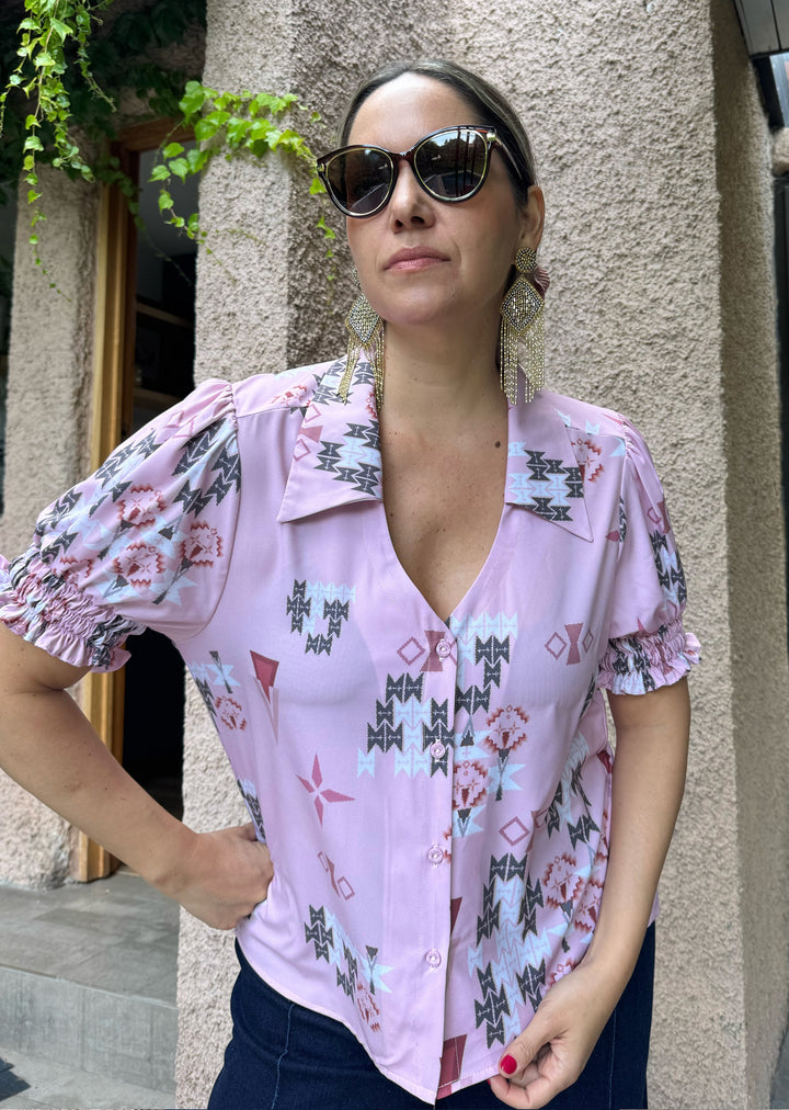 Blusa Maite | Tribal fondo rosa