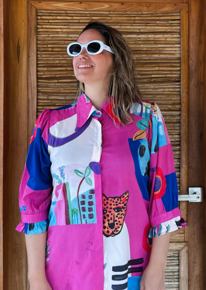 Blusa Aurora | Pintura Fondo Fucsia