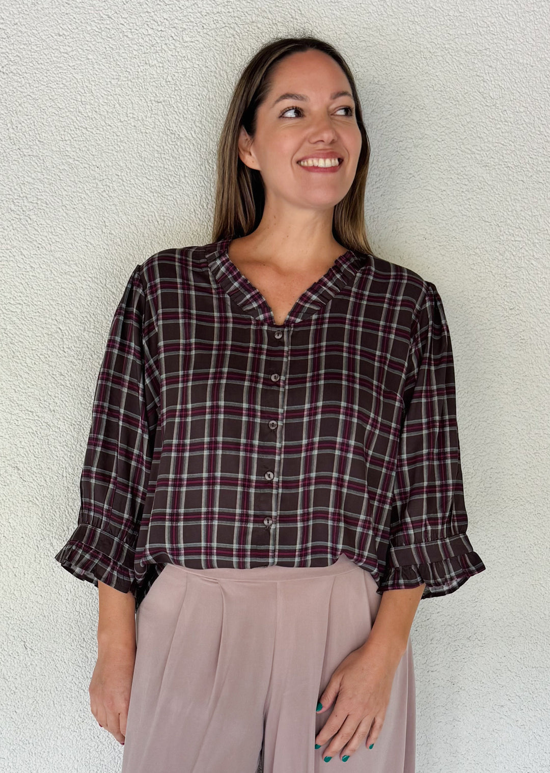 Blusa Cata | Escocés musgo