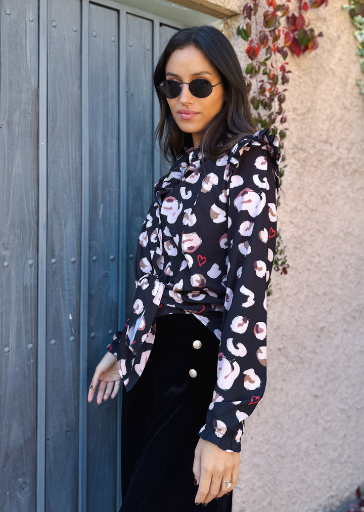 Blusa Estela | Print fondo negro