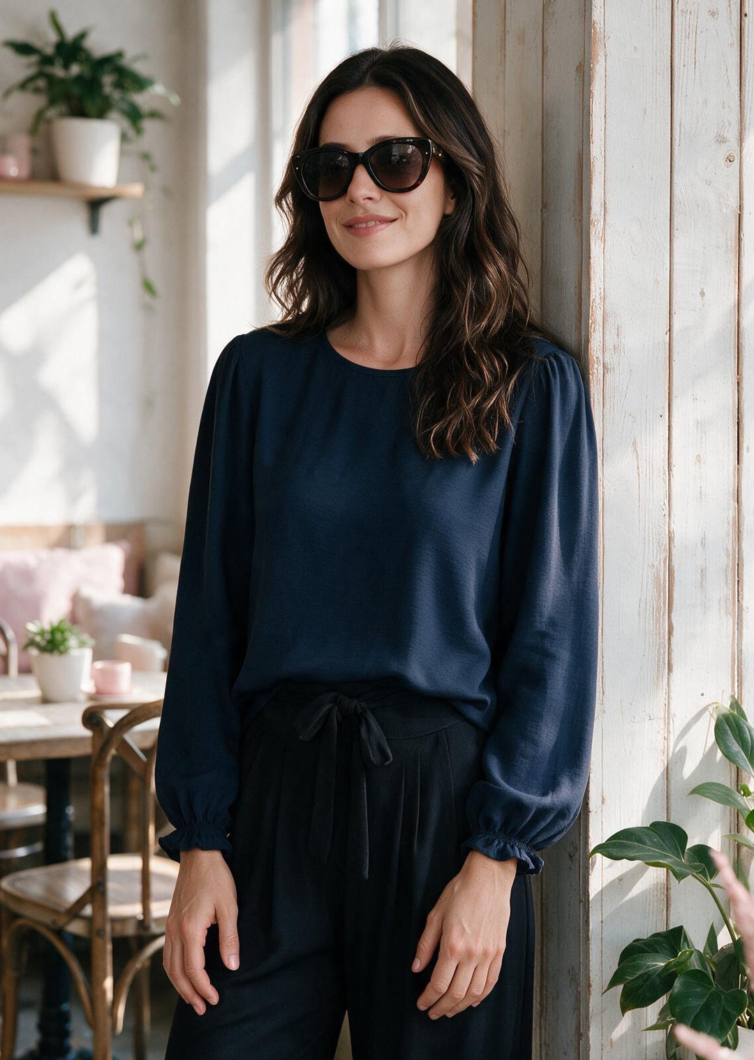 Blusa Gloria Manga Larga | Azul MArino