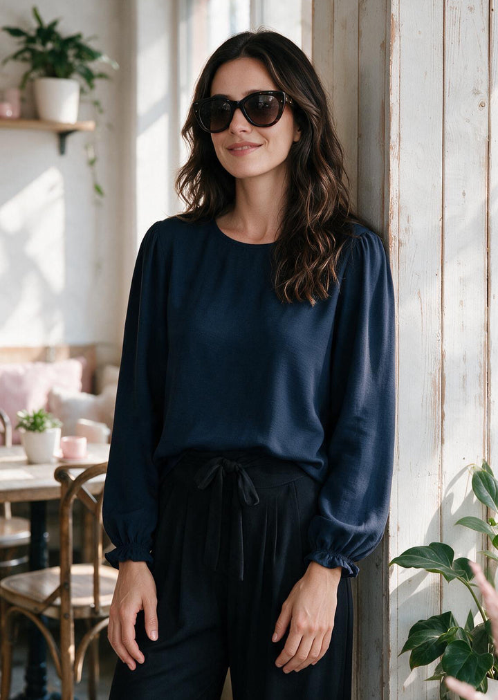 Blusa Gloria Manga Larga | Azul MArino