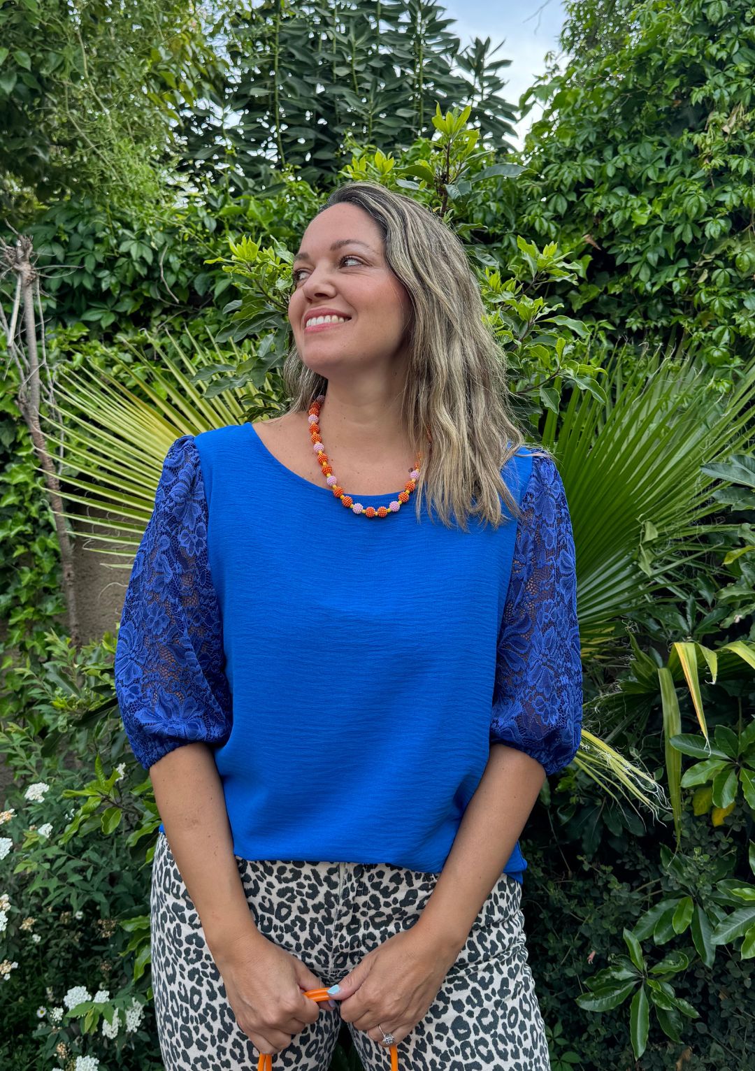 Blusa Gloria | Azul + Encaje