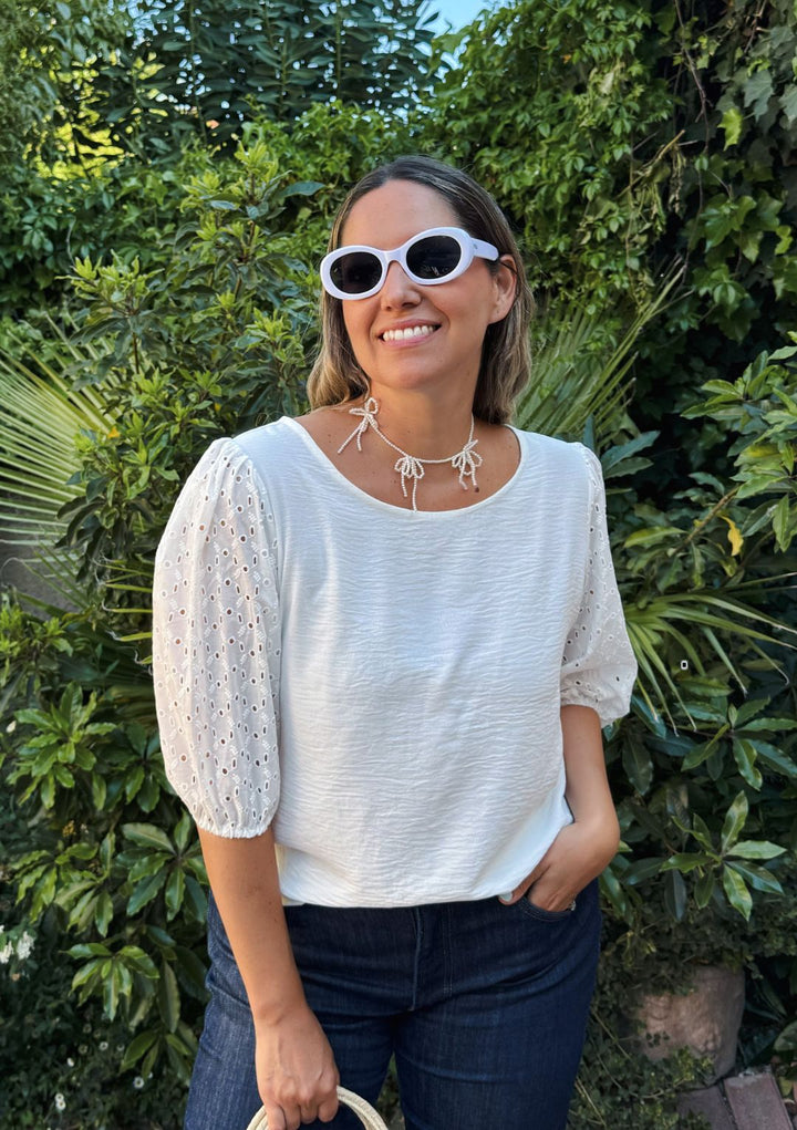 Blusa Gloria | Crudo + Broderie