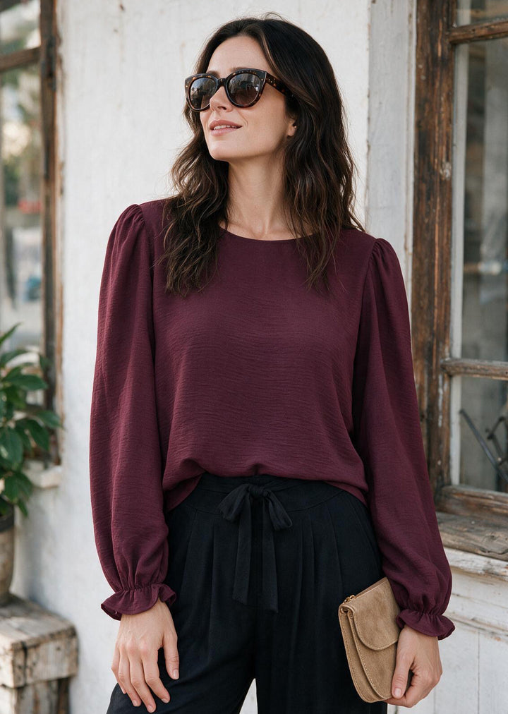Blusa Gloria Manga Larga | Burdeo
