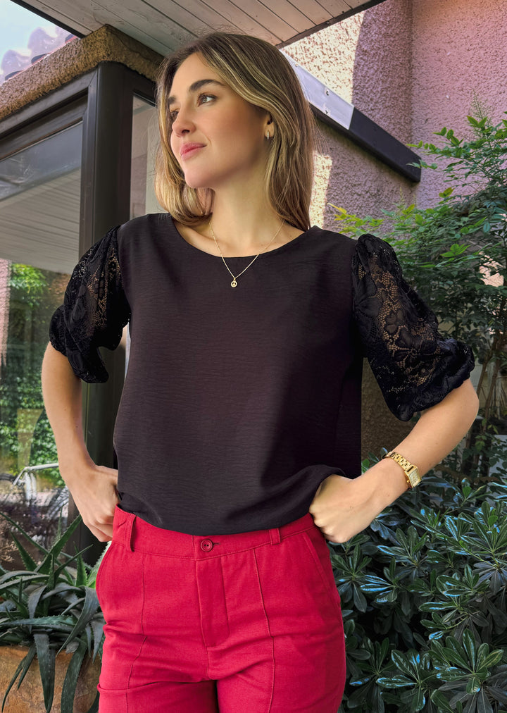 Blusa Gloria | Negra + encaje