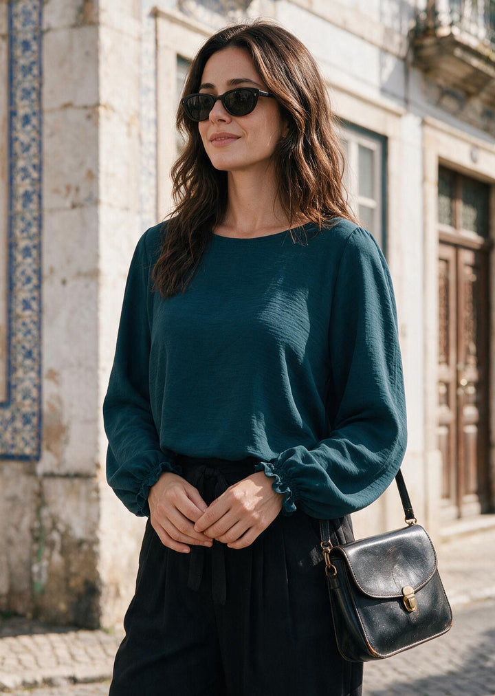 Blusa Gloria Manga Larga | Petróleo