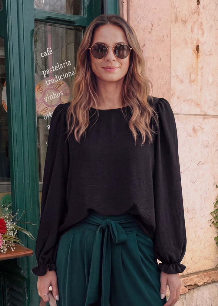 Blusa Gloria Manga Larga | Negra