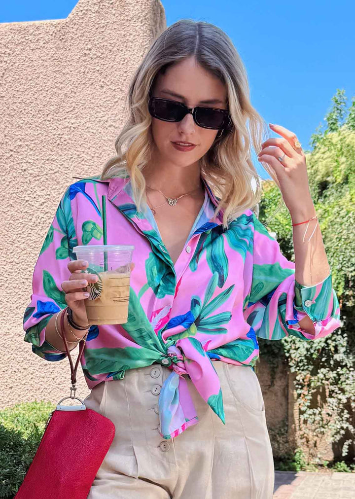 *PRE VENTA*  Blusa Bernarda | Tropical fondo rosa