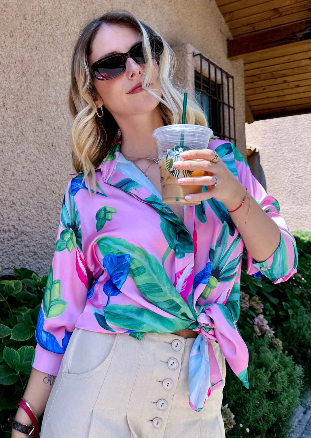 *PRE VENTA*  Blusa Bernarda | Tropical fondo rosa