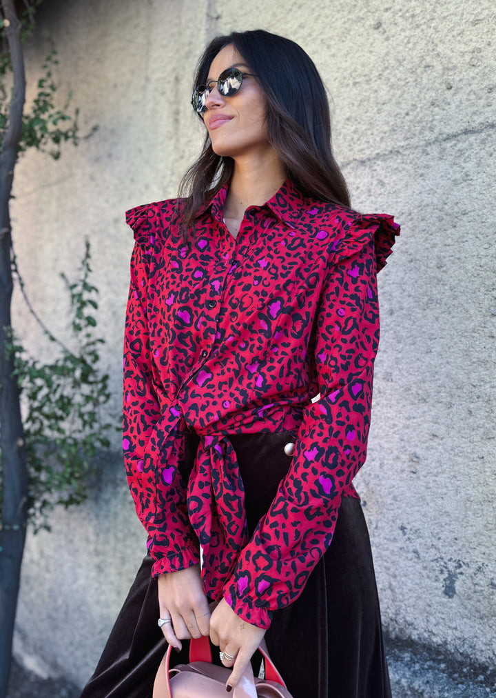 Blusa Estela | Print fondo rojo
