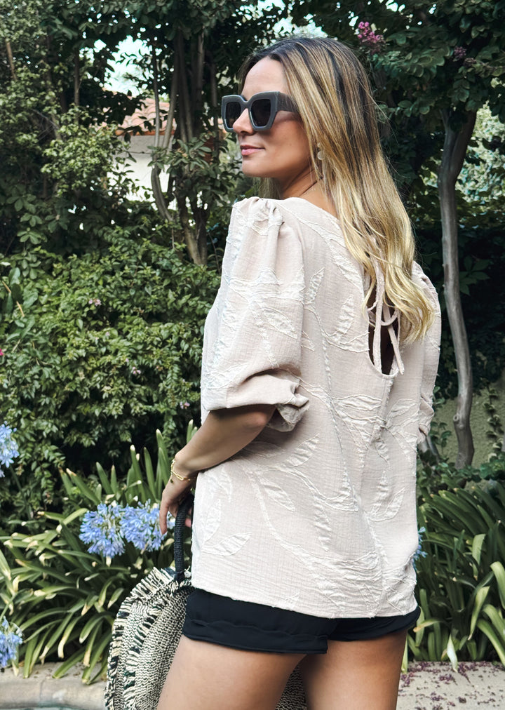 Blusa Gloria | Beige Hojas
