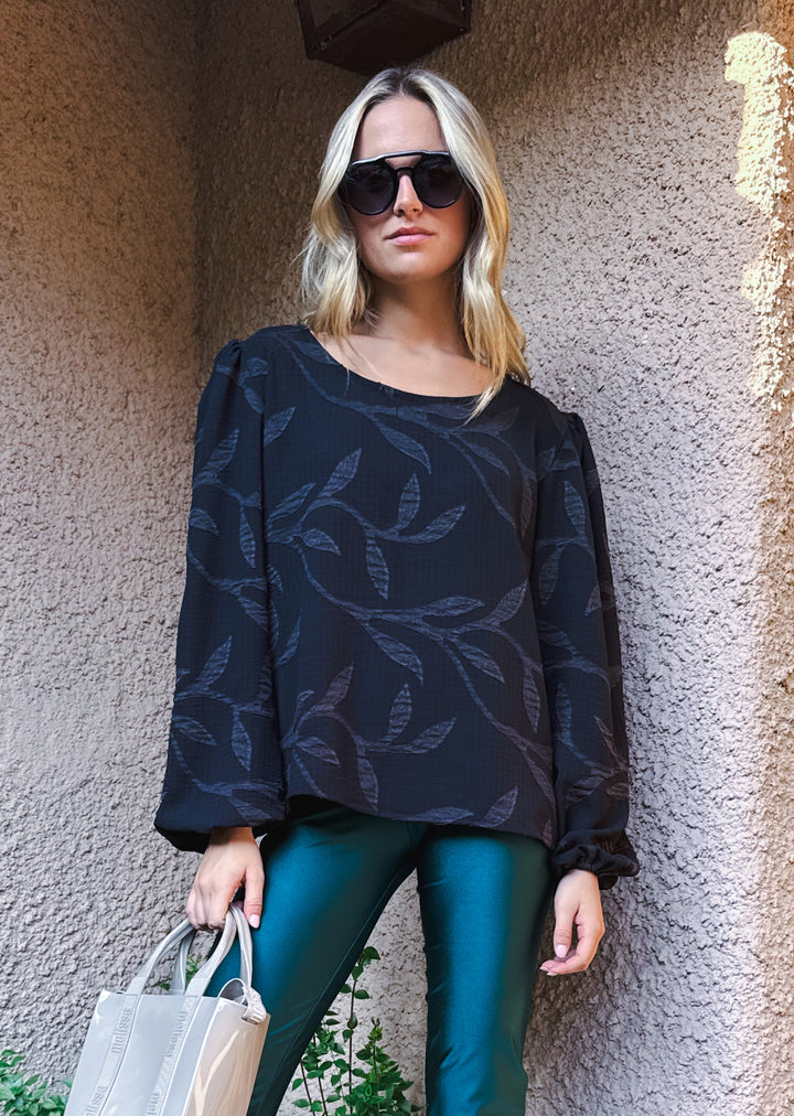 Blusa Gloria Manga Larga | Negra Hojas