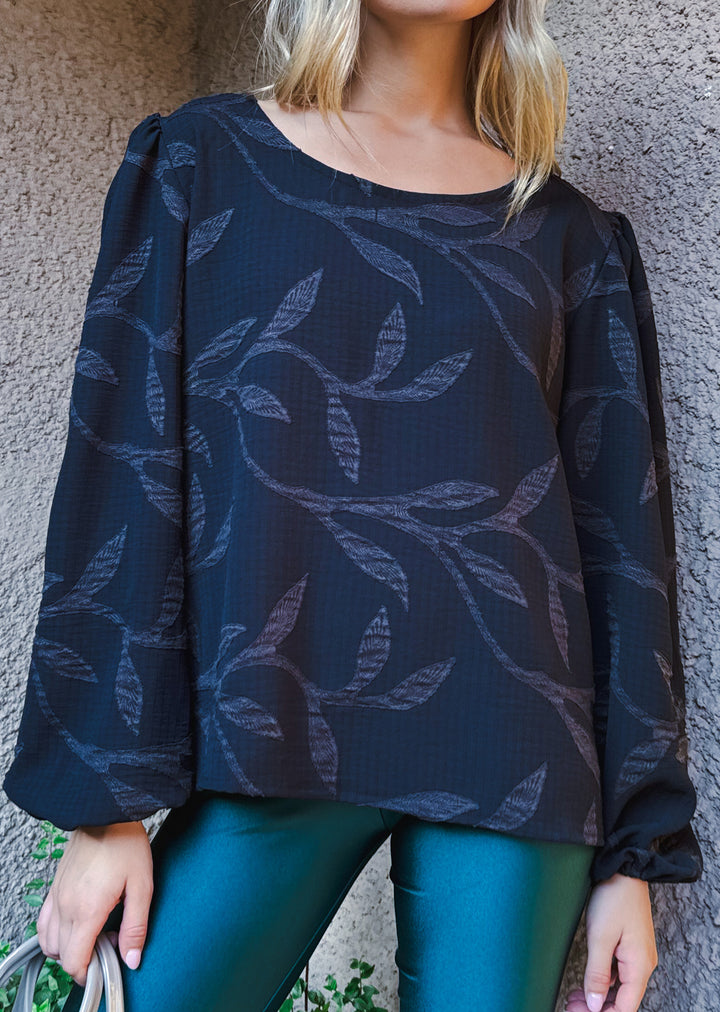 Blusa Gloria Manga Larga | Negra Hojas