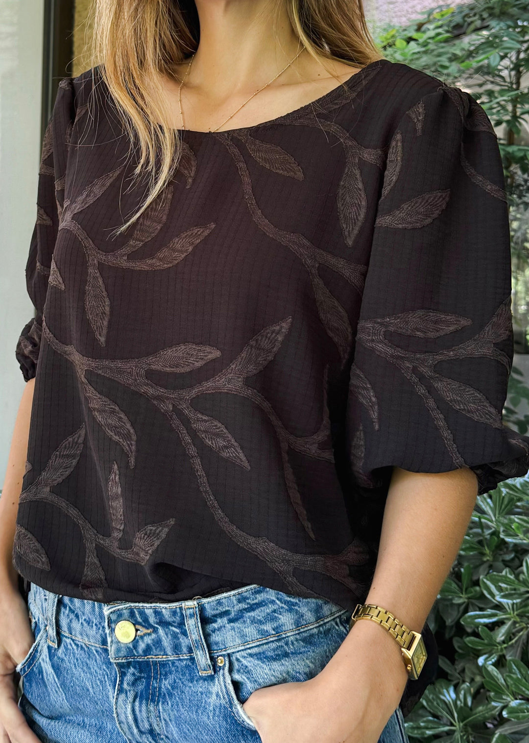Blusa Gloria | Negra hojas