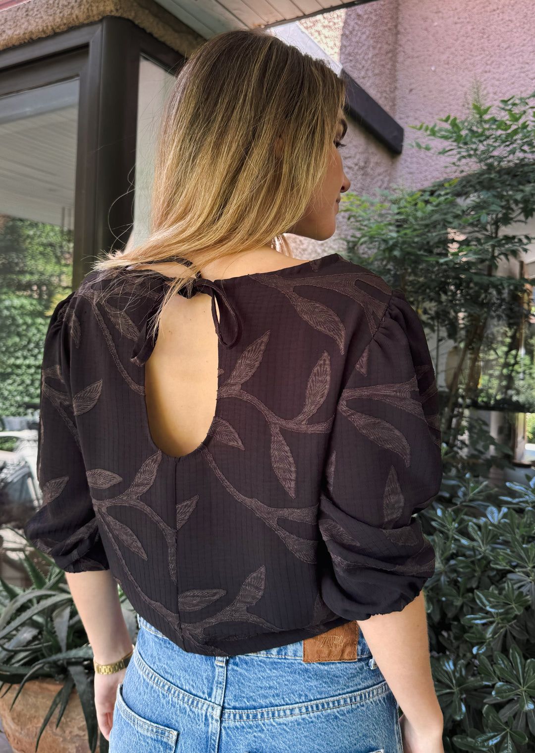 Blusa Gloria | Negra hojas