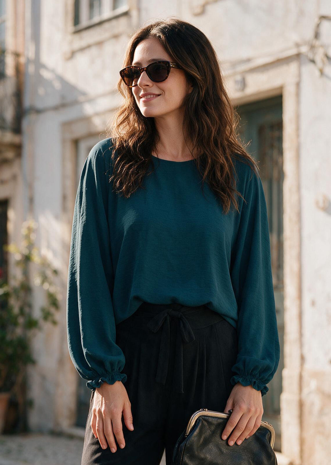 Blusa Gloria Manga Larga | Petróleo