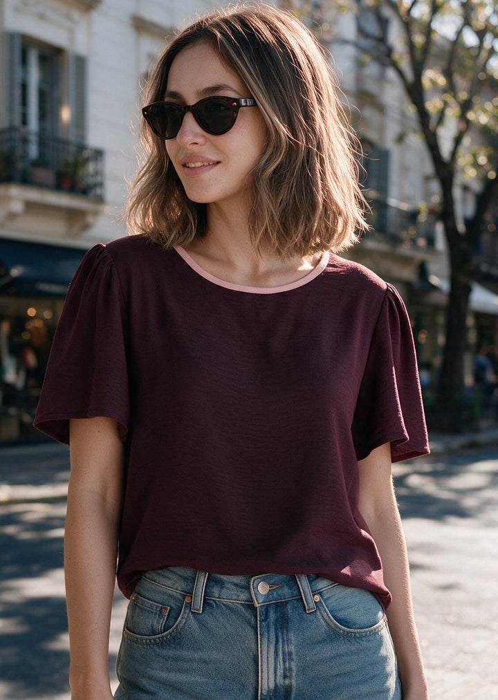 Blusa Ita | Burdeo, palo rosa