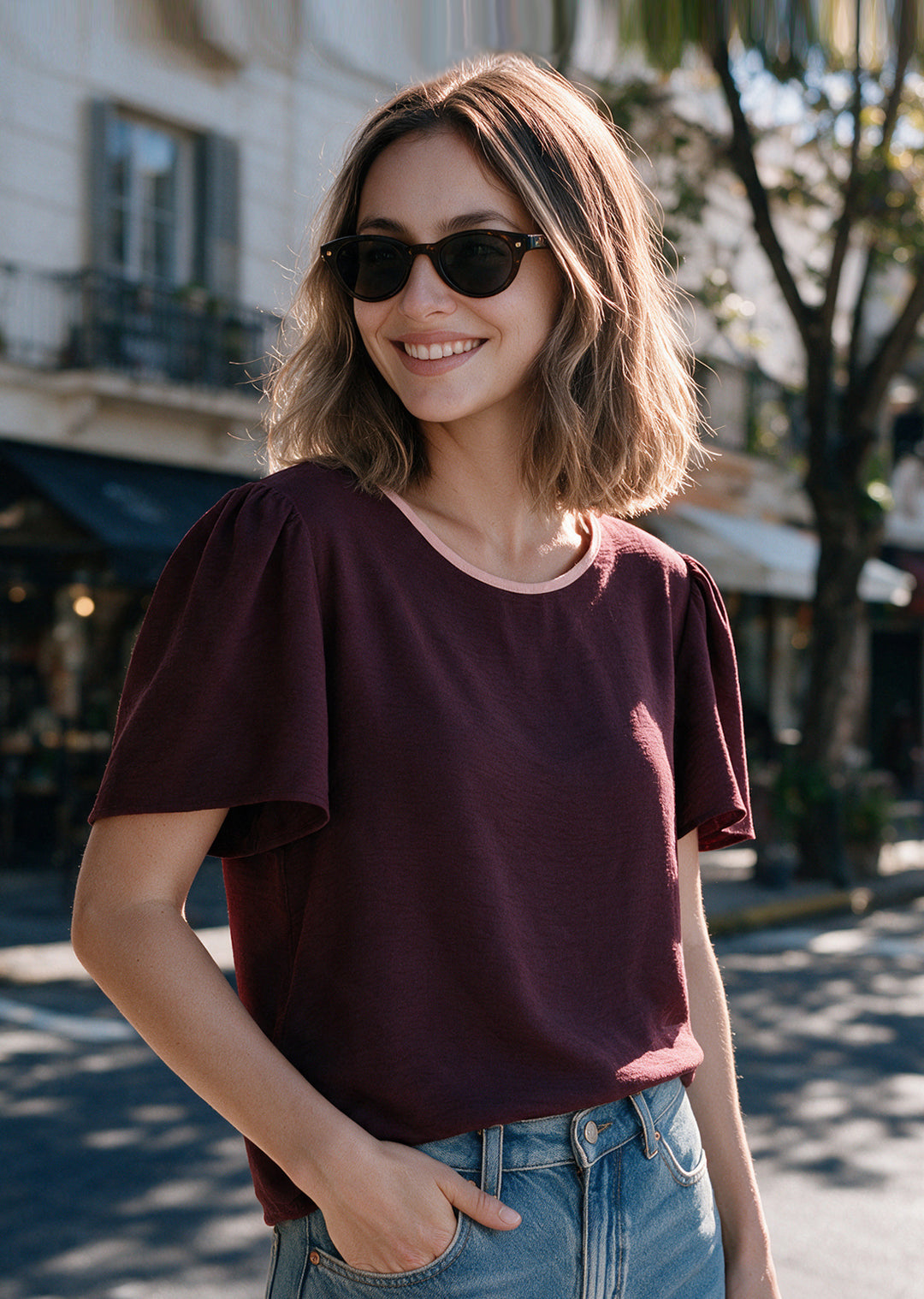 Blusa Ita | Burdeo, palo rosa