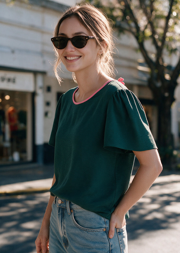 Blusa Ita | Petróleo, pink