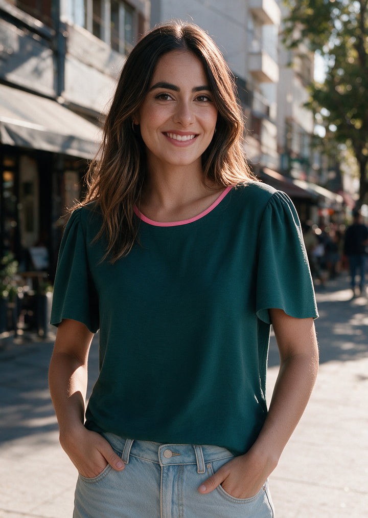 Blusa Ita | Petróleo, pink