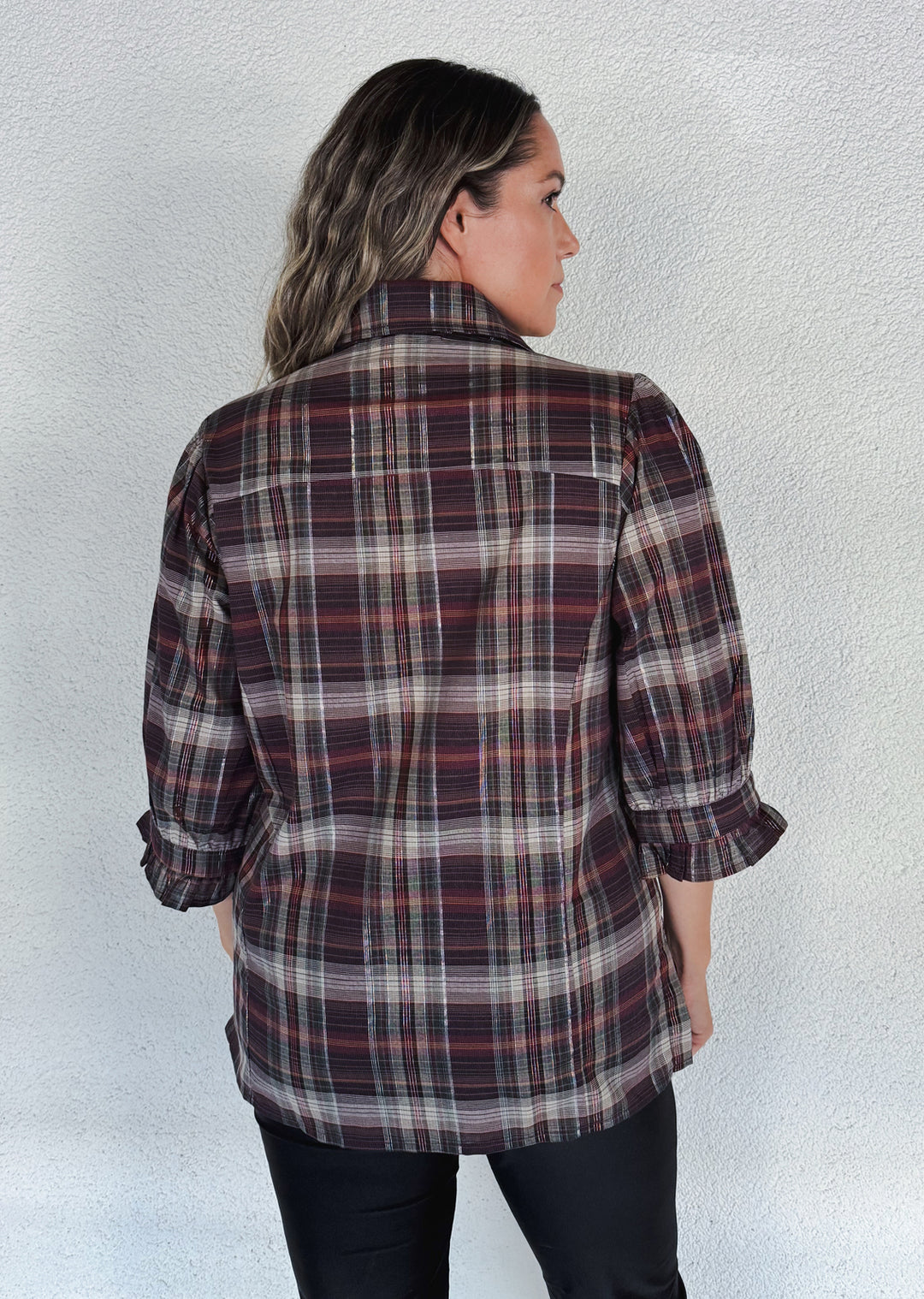 Blusa Kika | Escocés Burdeo