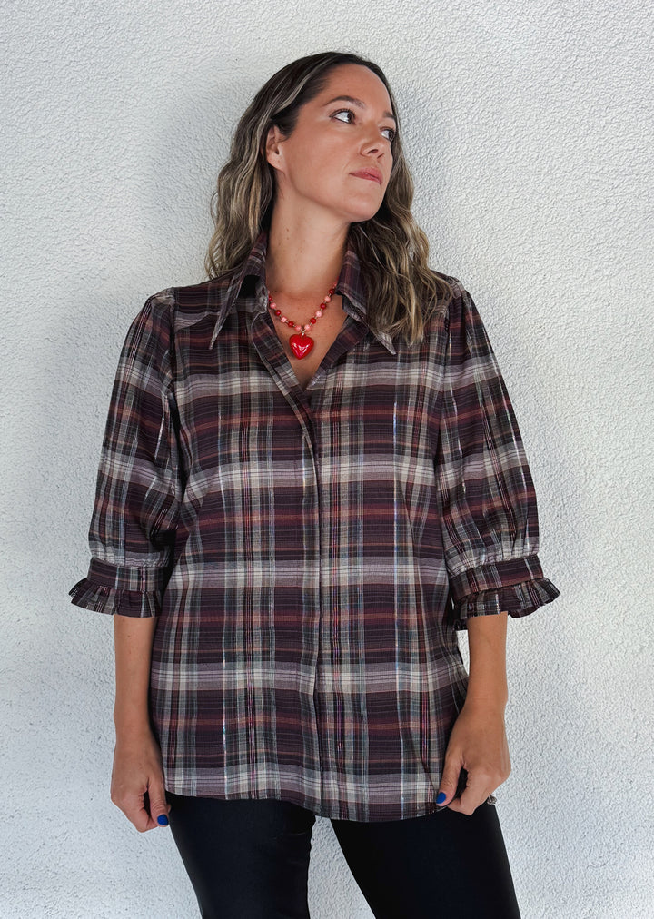 Blusa Kika | Escocés Burdeo