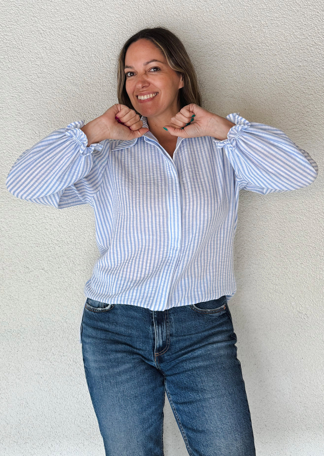 Blusa Pati | Rayas Celestes
