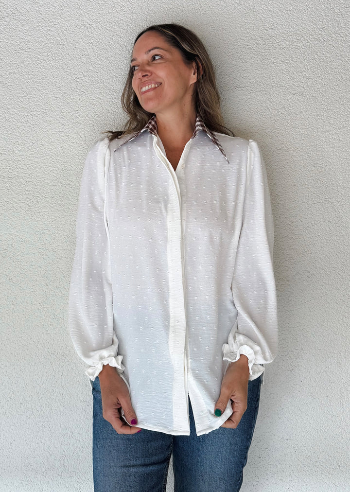 Blusa Pati | Crudo + Cuadrillé