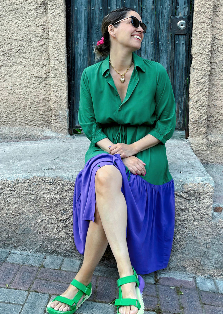 Camisero Pilar manga 3/4 | Bicolor - Verde & Morado