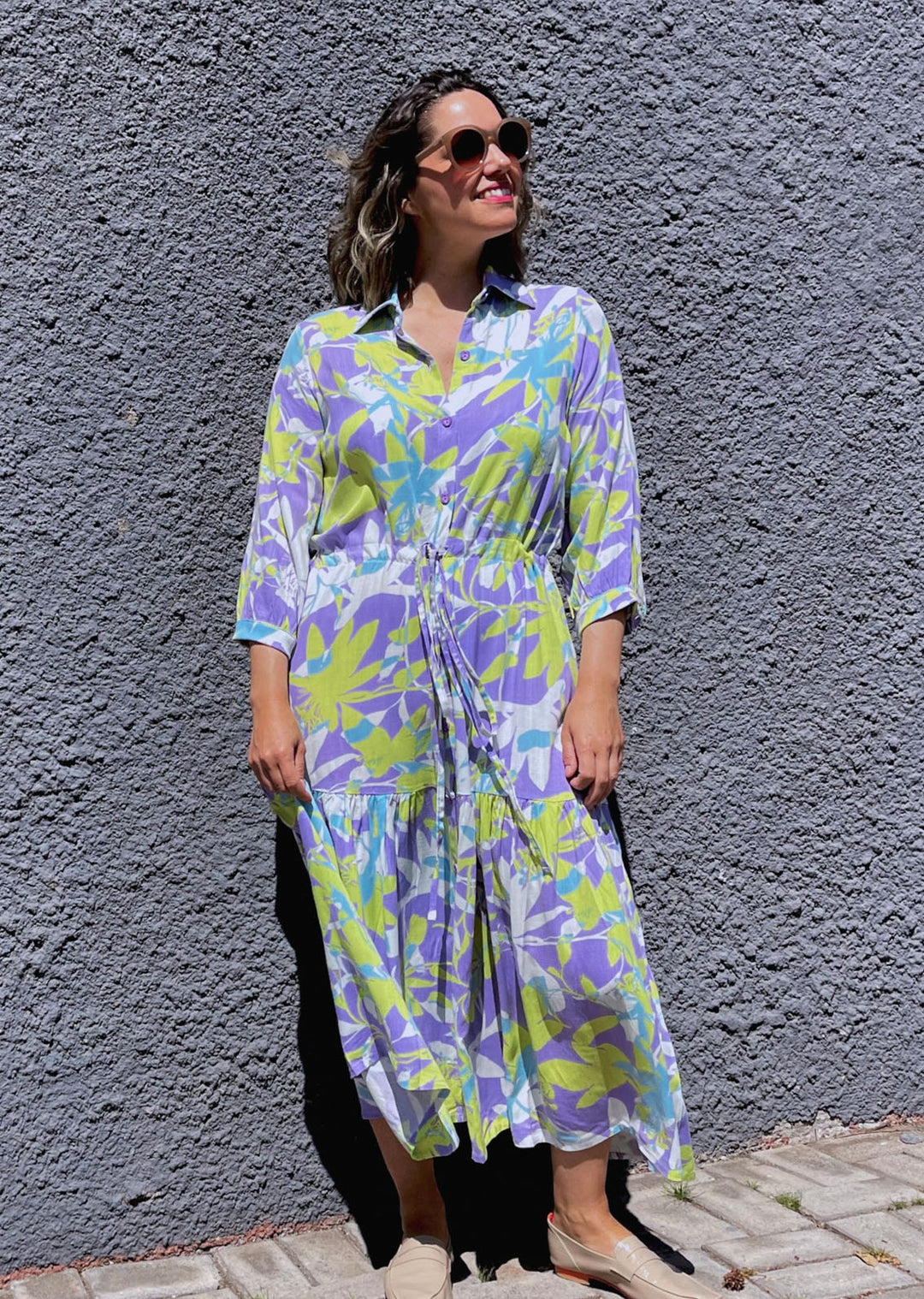 Camisero Pilar manga 3/4 | Flores - Lila