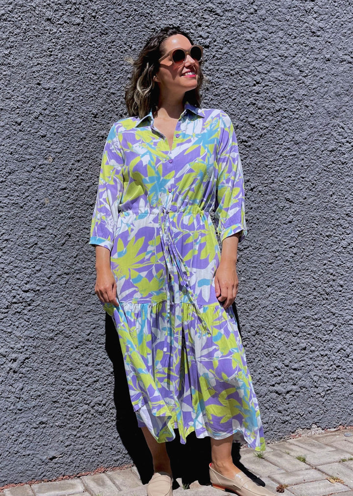 Camisero Pilar manga 3/4 | Flores - Lila