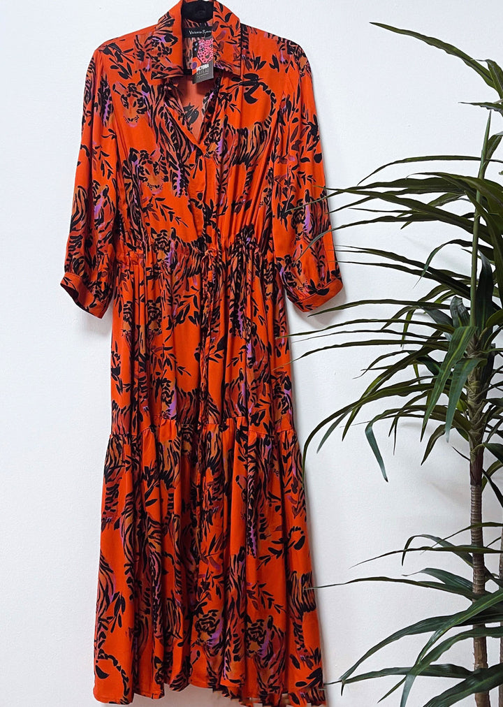 Camisero Pilar manga larga | Print - Naranjo
