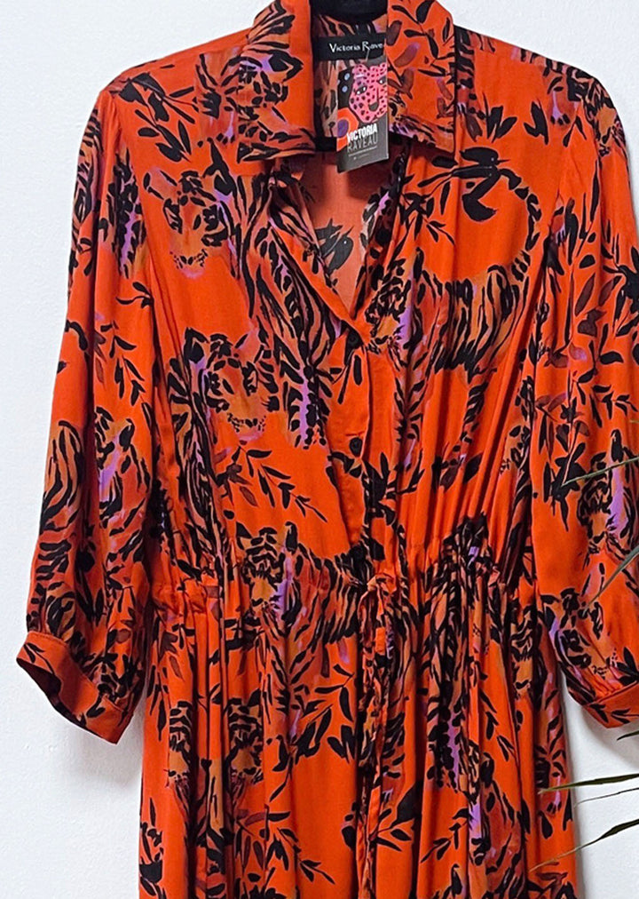Camisero Pilar manga larga | Print - Naranjo