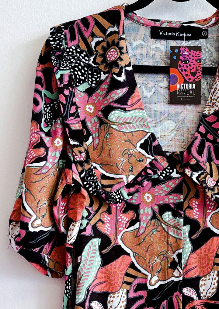 Blusa Candelaria | Tigre Fondo Negro