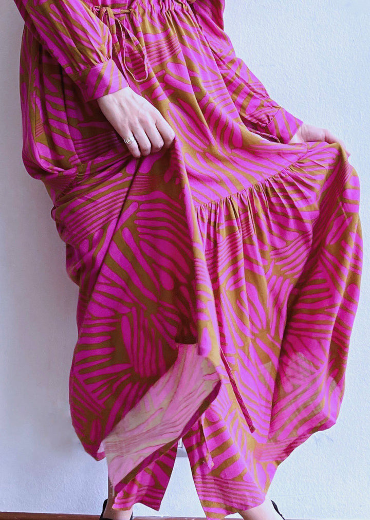 Camisero Pilar manga larga | Fucsia - Camel