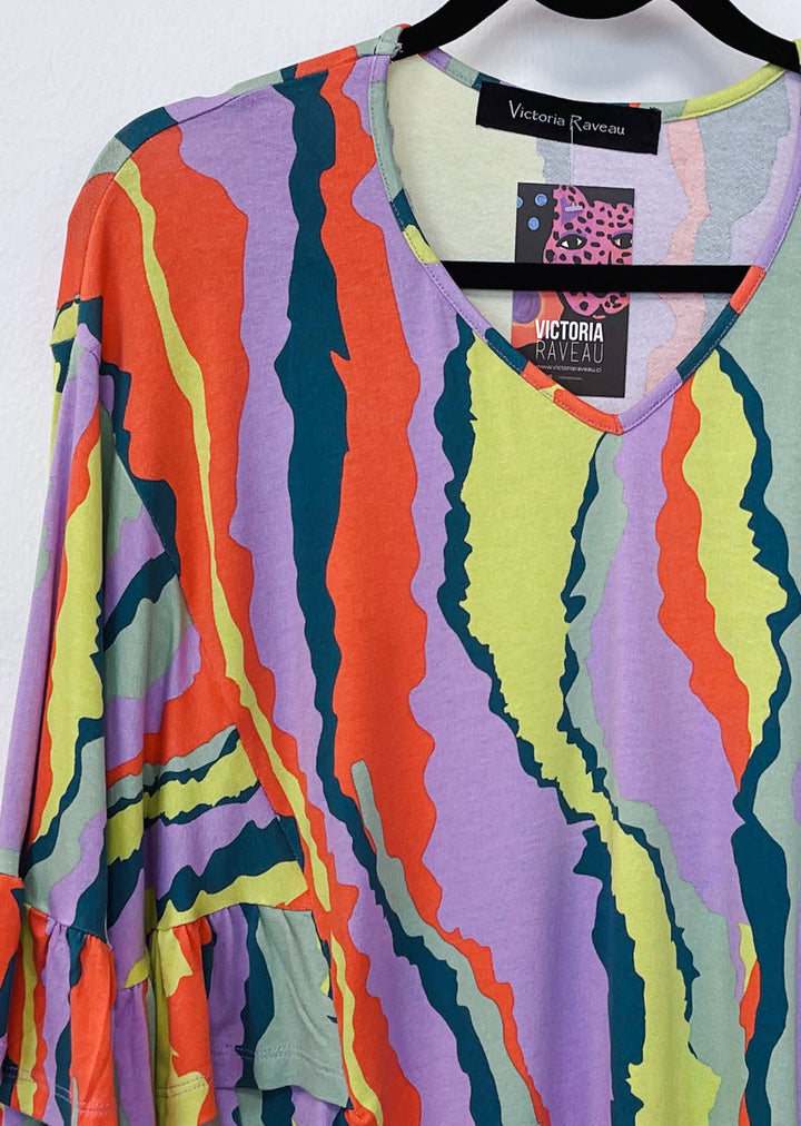 Polera Ana | Lila - Naranjo
