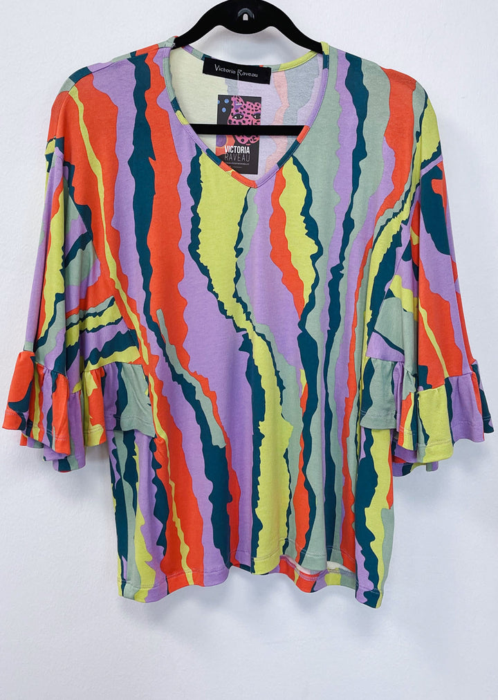 Polera Ana | Lila - Naranjo