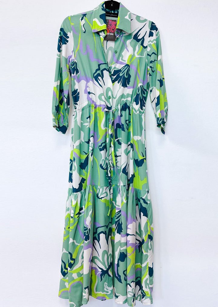 Camisero Pilar manga 3/4 | Flores - verde