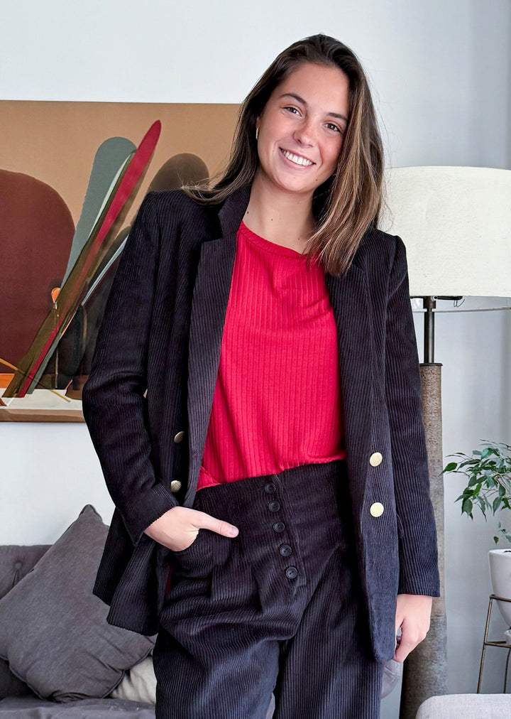 Blazer Lupe Cotelé | Negra