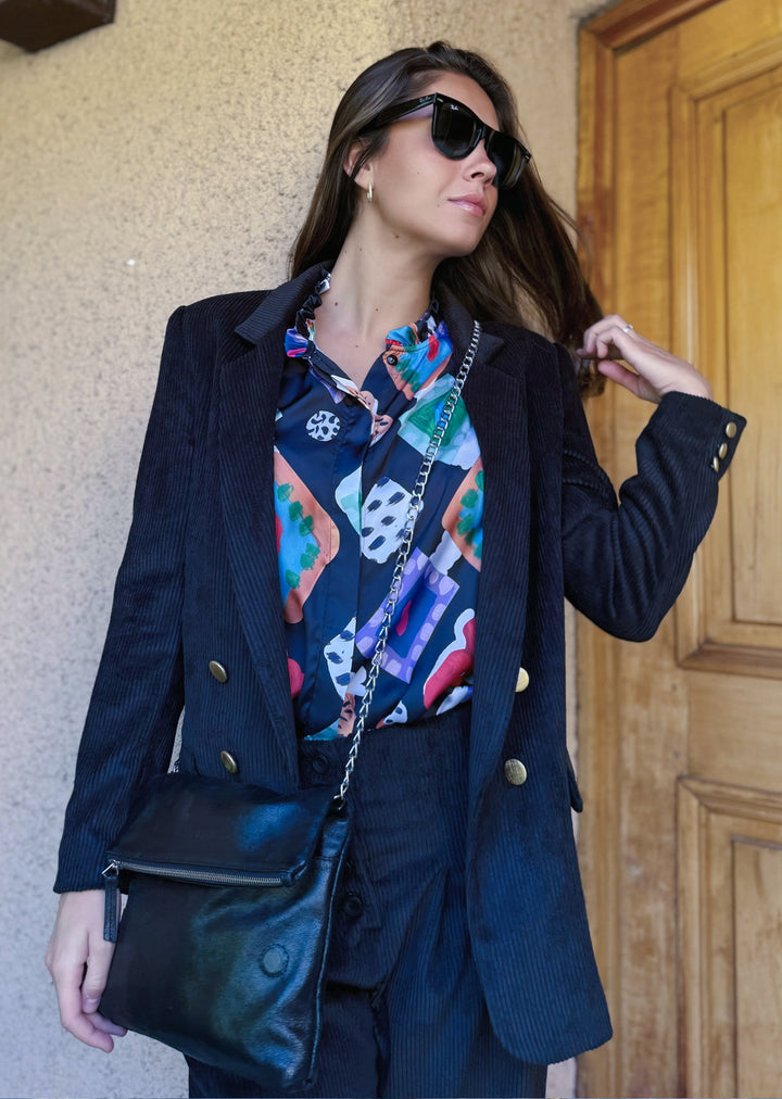 Blazer Lupe Cotelé | Negra