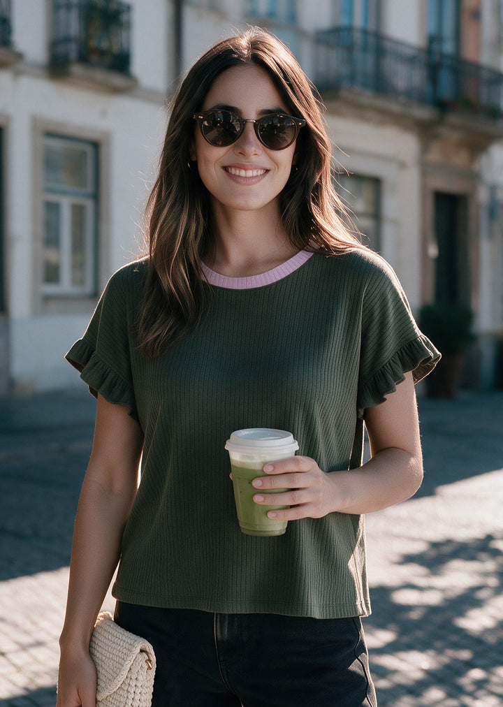 Polera Clari | Musgo, lila