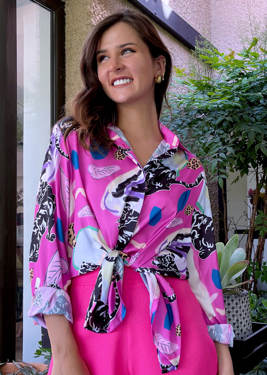 Blusa Bernarda | Tigre - Fondo Pink