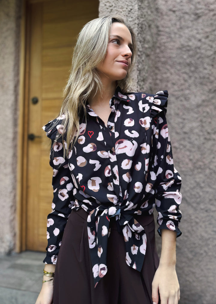Blusa Estela | Print fondo negro