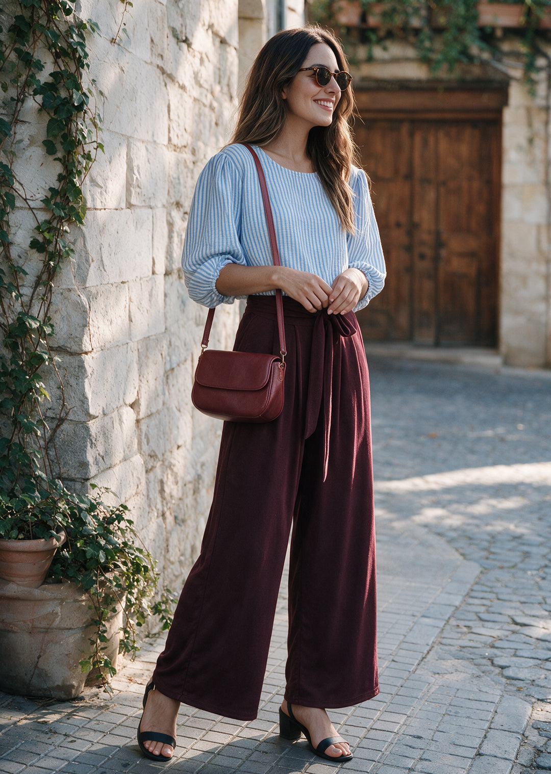 Blusa Gloria manga 3/4 | Rayas Celestes