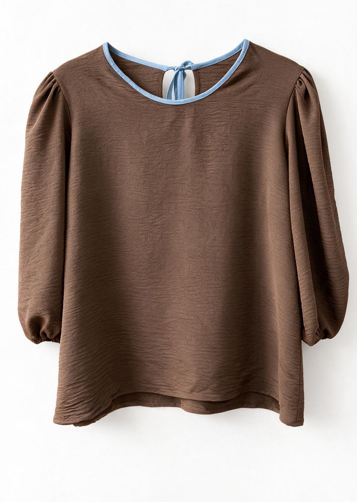 Blusa Gloria manga 3/4 | Moka, celeste