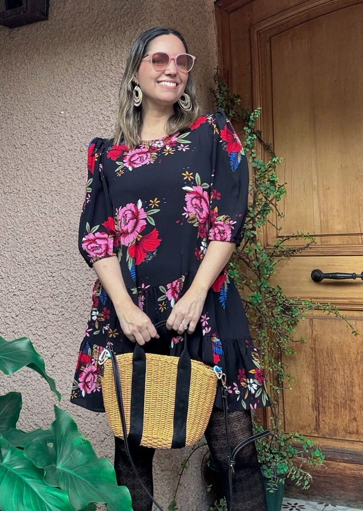 Vestido Gloria | Flores negro